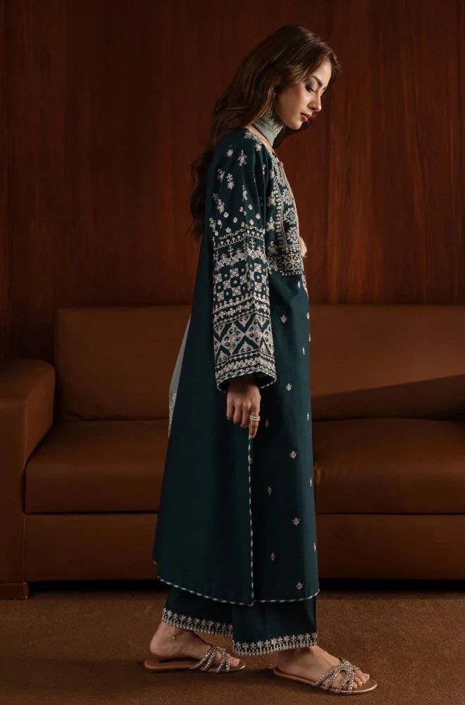 3 Piece Embroidered Lawn Suit SKU:(LDS027)