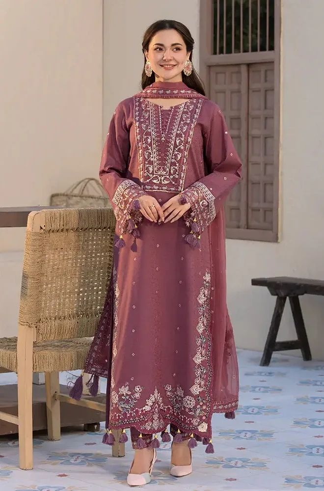 3 Piece Embroidered Lawn Suit - SKU:(LDS025)