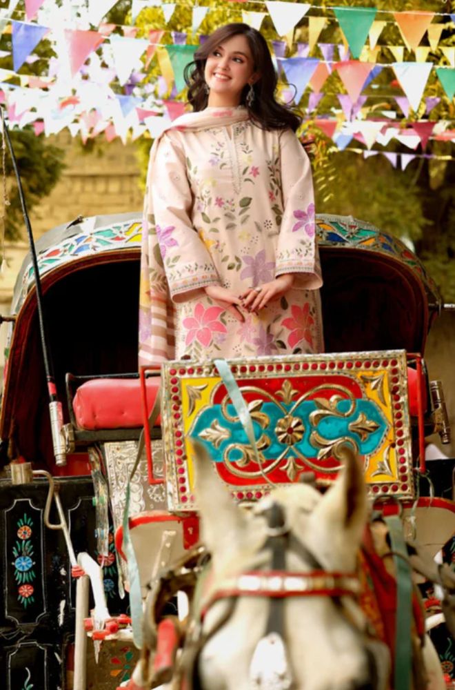 3 Piece Embroidered Lawn Suit - SKU:(LDS085)