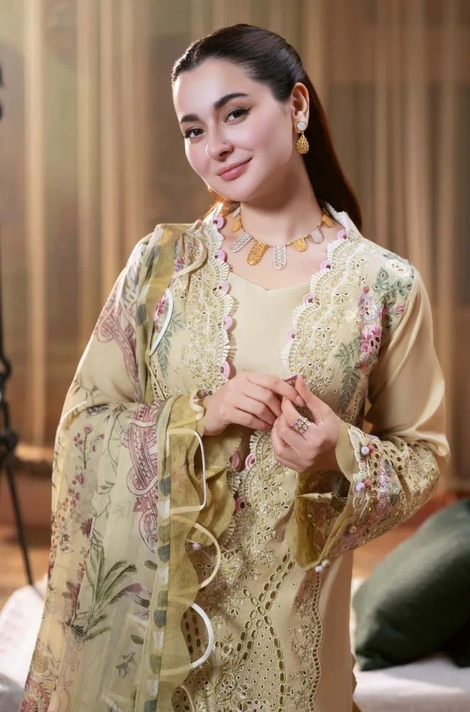 3 Piece Chikankari Embroidered Lawn Suit - SKU:(LDS018)