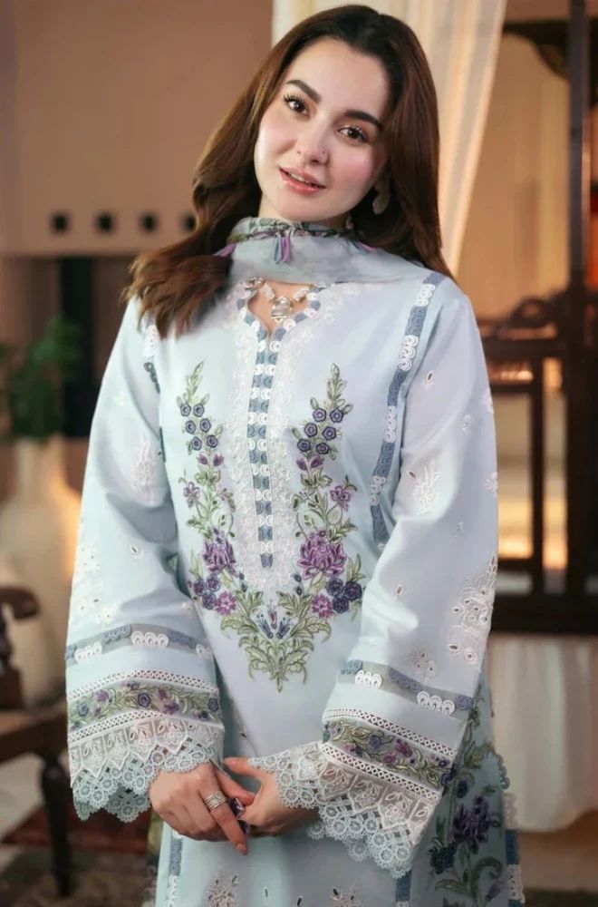 3 Piece Chikankari Embroidered Lawn Suit - SKU: (LDS016)