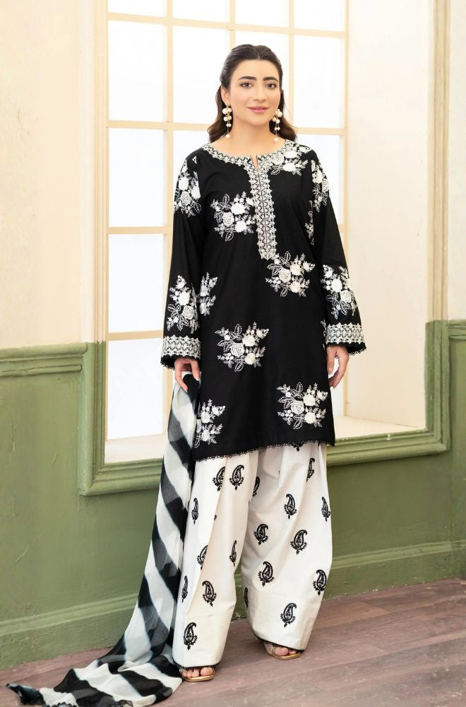 3 Piece Embroidered Lawn Suit - SKU:(LDS084)