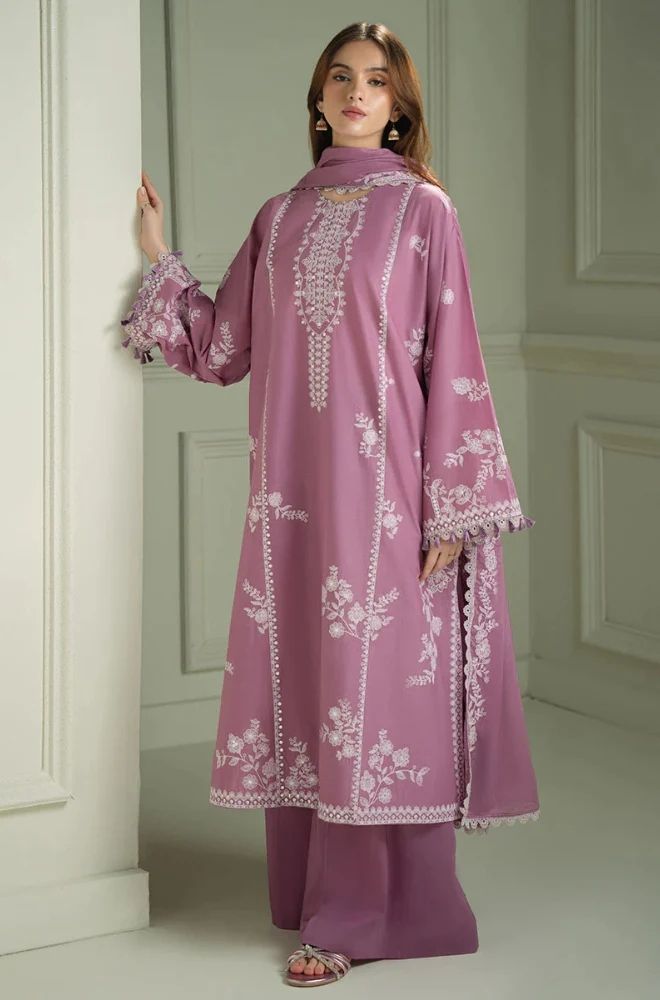 3 Piece Embroidered Lawn Suit - SKU: (LDS007)