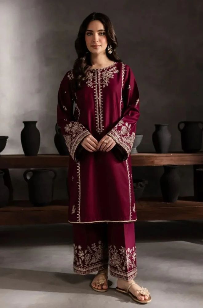 2 Piece Embroidered Lawn Suit - SKU:(LDS092)