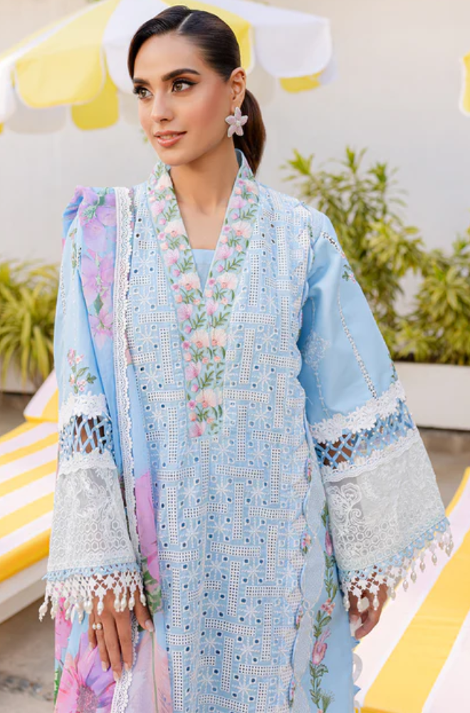 PARISHAY- Summer 3PC Lawn Chikankri Embroidered Suit - LDS129