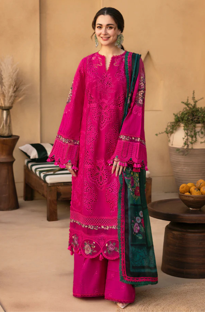 QalamKar - Summer 3PC Chikenkari Lawn Embroidered Suit - LDS091