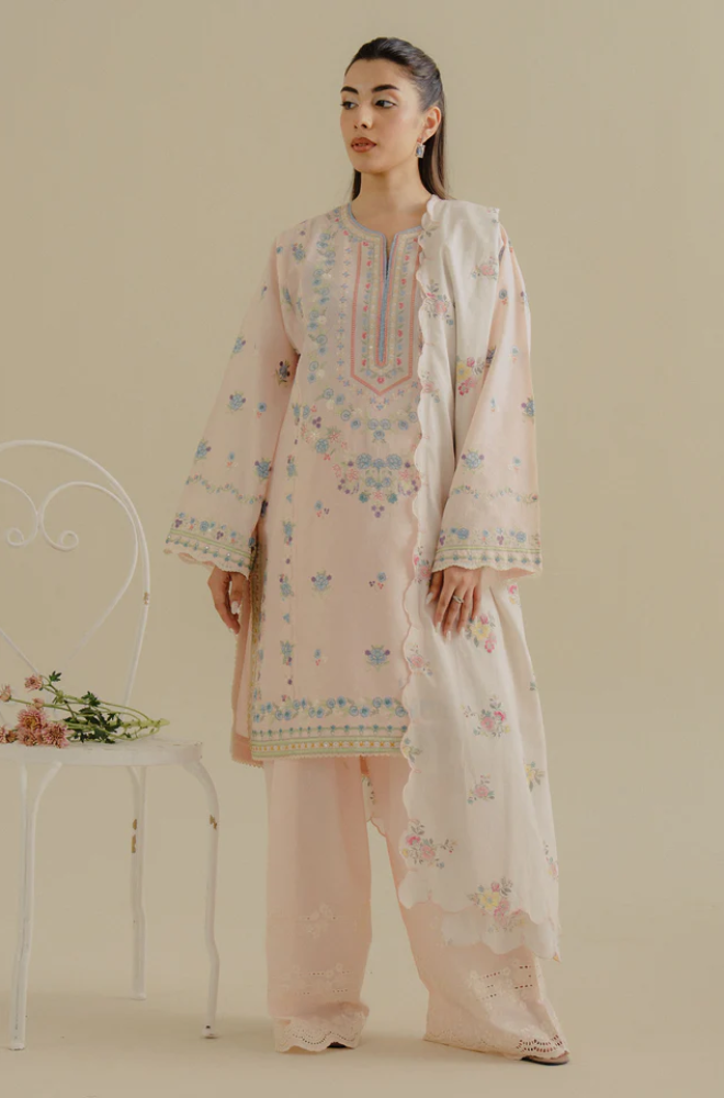 COCO BY ZARA SHAHJAHAN - Summer 3PC Lawn ChickenKari Embroidered Suit - LDS033