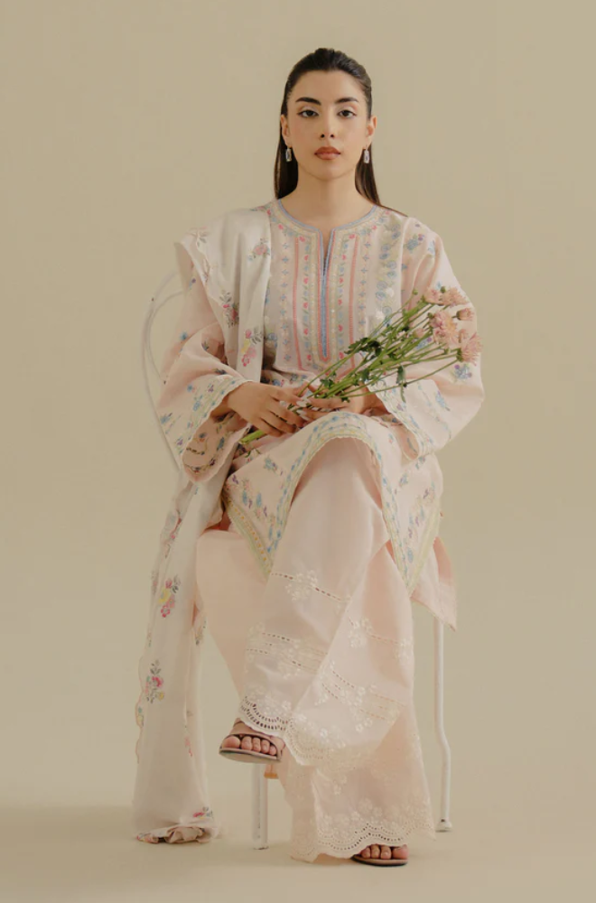 COCO BY ZARA SHAHJAHAN - Summer 3PC Lawn ChickenKari Embroidered Suit - LDS033