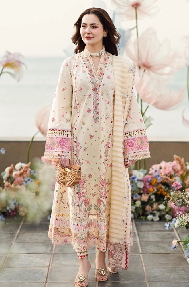 Qalamkar - Summer 3PC Lawn Embroidered Suit - LDS097