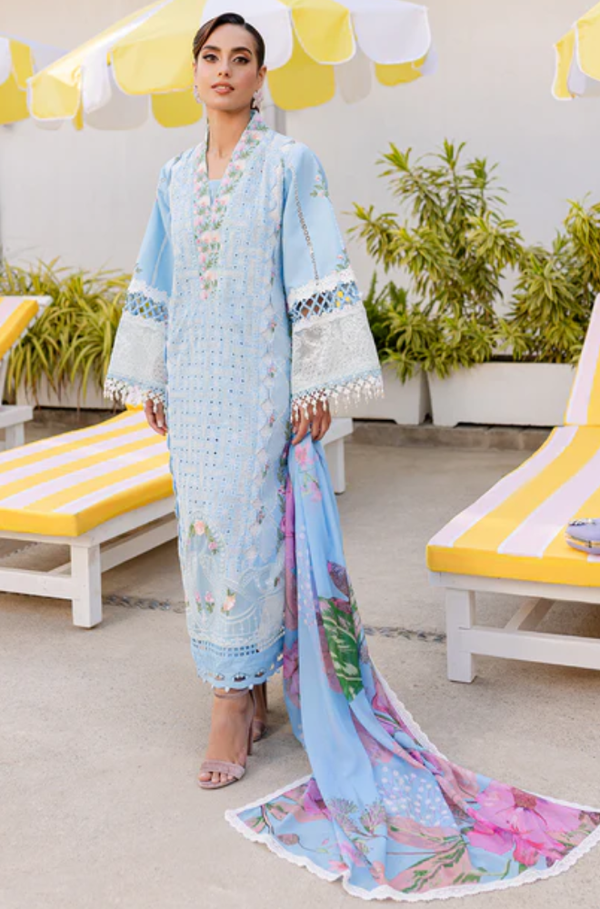 PARISHAY- Summer 3PC Lawn Chikankri Embroidered Suit - LDS129