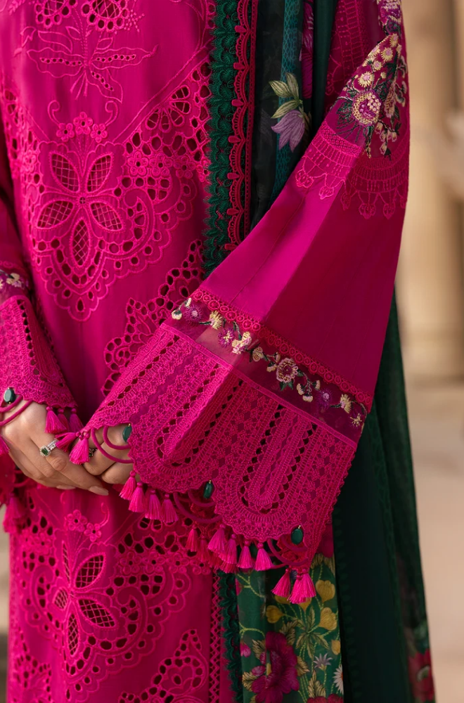 QalamKar - Summer 3PC Chikenkari Lawn Embroidered Suit - LDS091