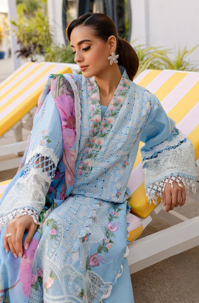 PARISHAY- Summer 3PC Lawn Chikankri Embroidered Suit - LDS129
