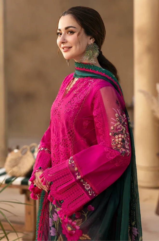 QalamKar - Summer 3PC Chikenkari Lawn Embroidered Suit - LDS091