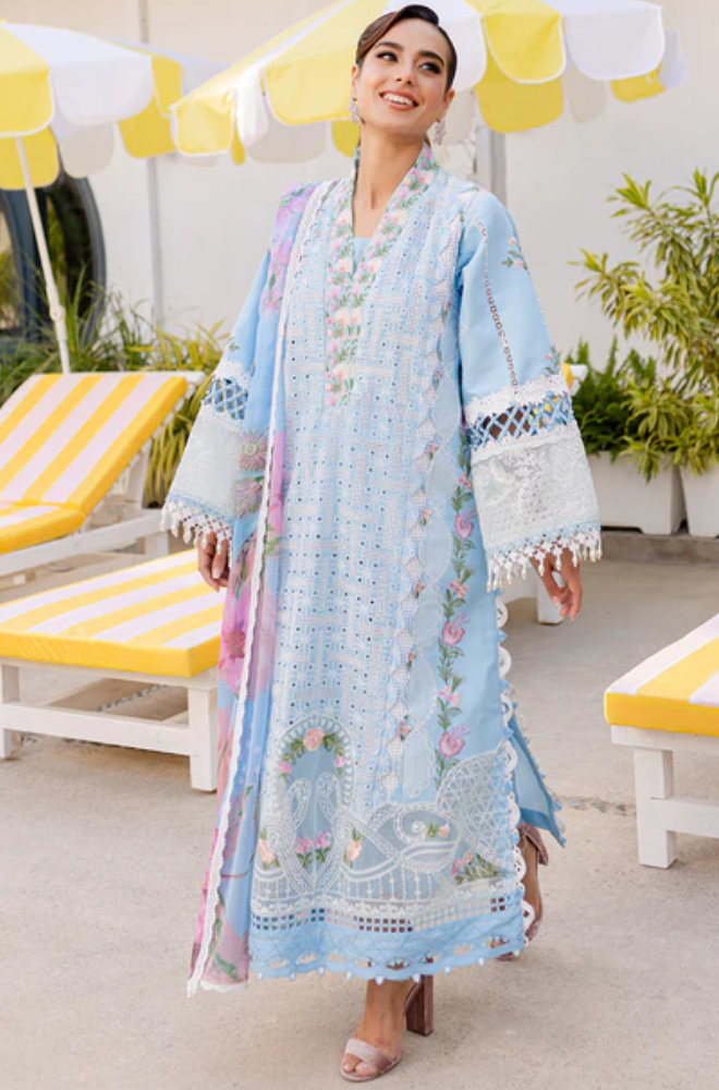 PARISHAY- Summer 3PC Lawn Chikankri Embroidered Suit - LDS129