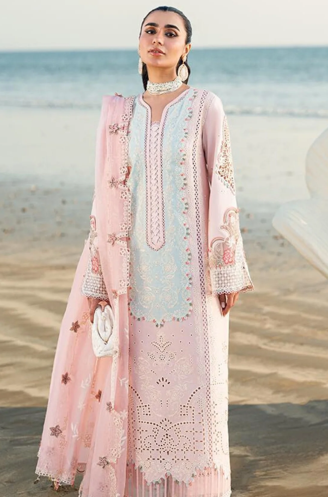 Qalamkar - Summer 3PC Lawn Chikankri Embroidered Suit - LDS130