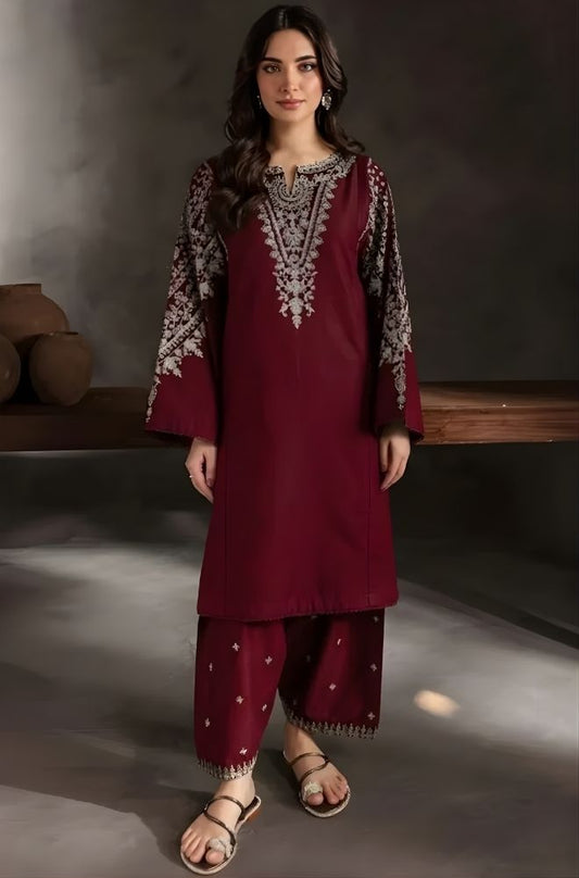 2 Piece Embroidered Lawn Suit - SKU:(LDS098)