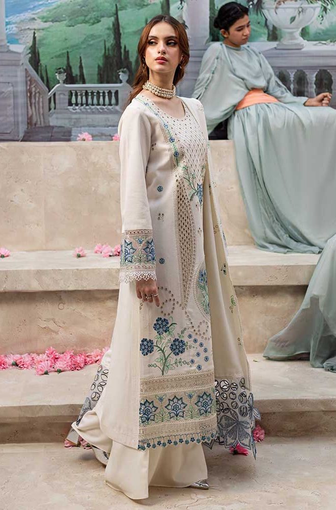 QalamKar - 3PC Lawn ChickenKari Embroidered Suit - LDS012