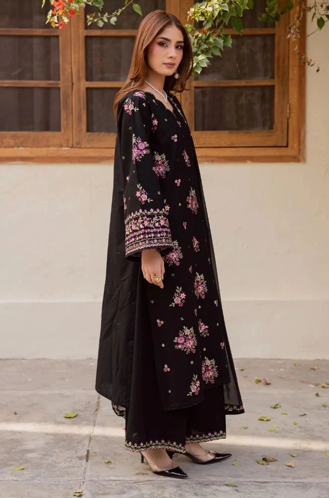3 Piece Embroidered Lawn Suit - SKU:(LDS037)