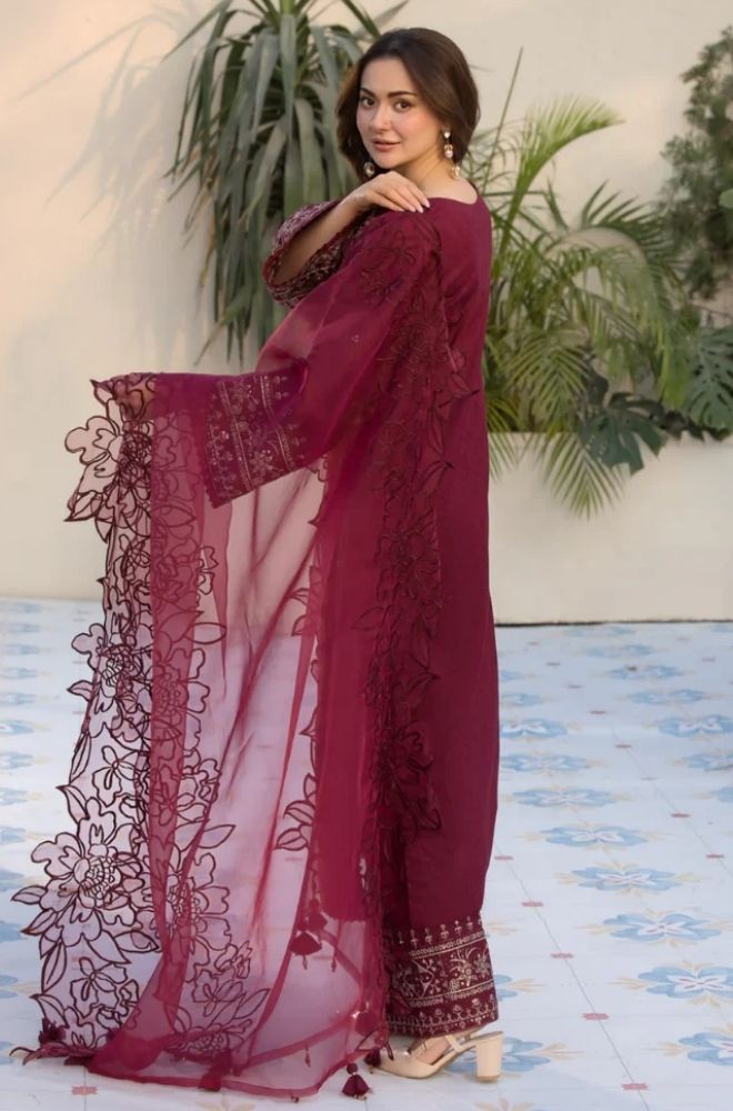 3 Piece Embroidered Lawn Suit - SKU:(LDS036)