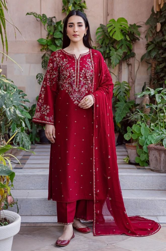 3 Piece Embroidered Lawn Suit - SKU:(LDS038)