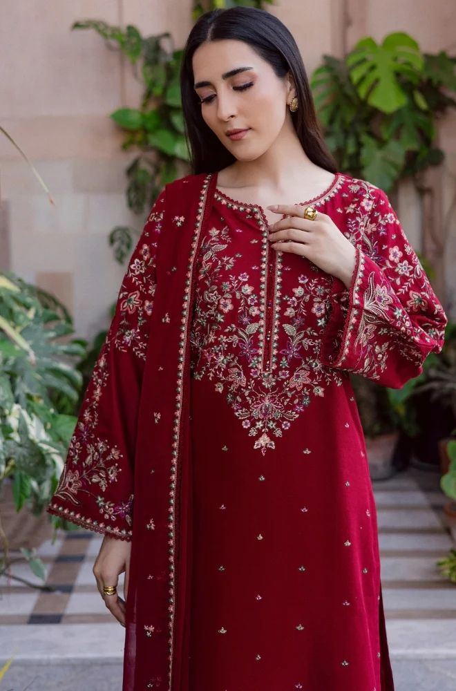 3 Piece Embroidered Lawn Suit - SKU:(LDS038)