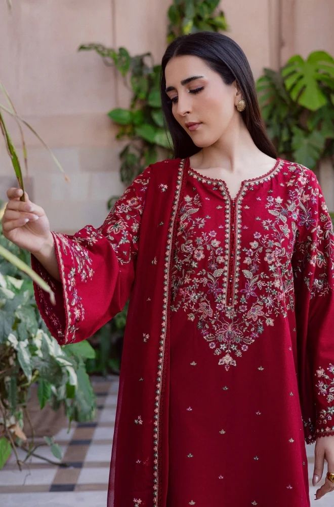 3 Piece Embroidered Lawn Suit - SKU:(LDS038)
