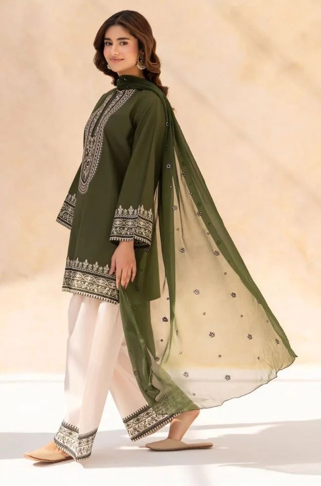 3 Piece Embroidered Lawn Suit - SKU:(LDS040)