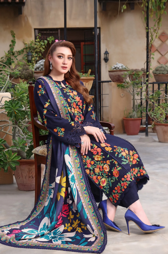 ANEELAS- Summer 3PC Lawn Embroidered Suit - LDS035