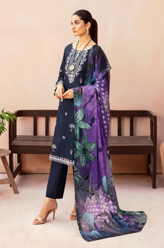 AFSANAH - 3PC Lawn Embroidered Suit - LDS134
