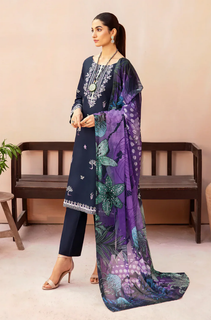 AFSANAH - 3PC Lawn Embroidered Suit - LDS134
