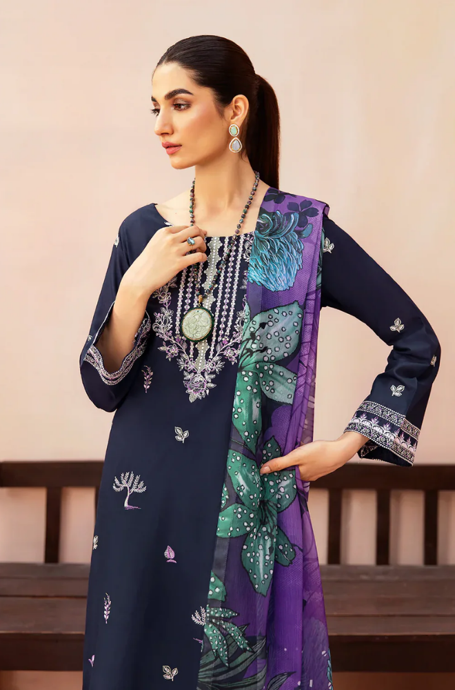 AFSANAH - 3PC Lawn Embroidered Suit - LDS134