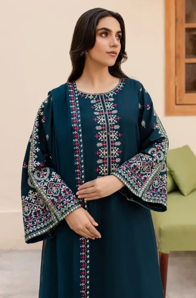 3 Piece Embroidered Lawn Suit - SKU:(LDS055)