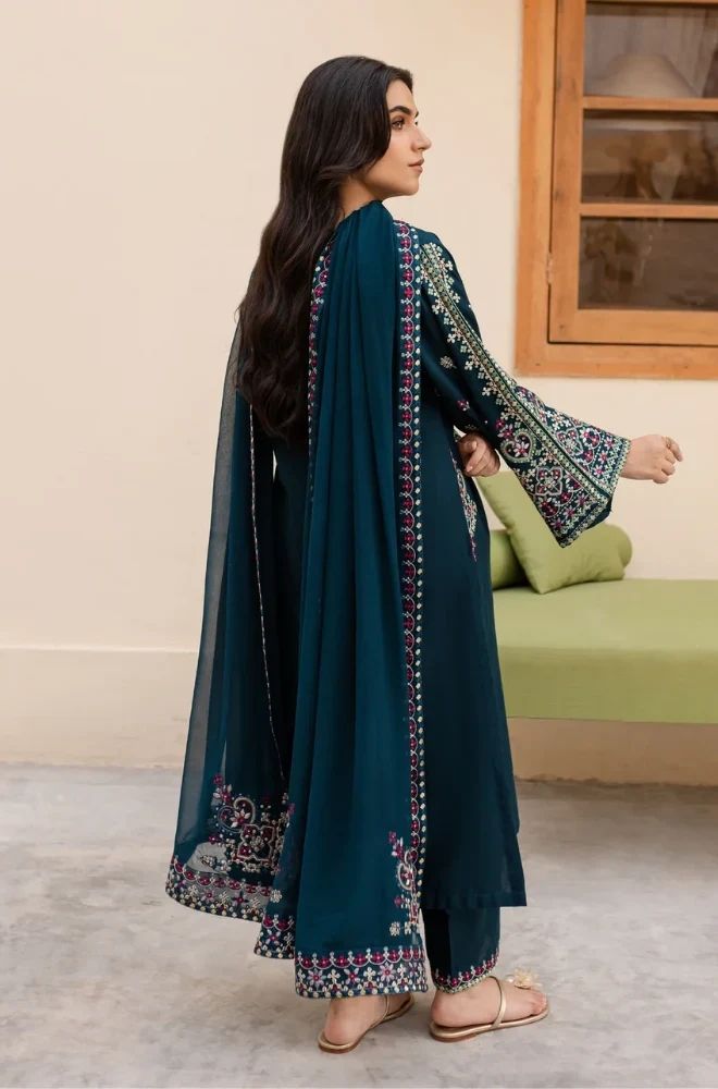 3 Piece Embroidered Lawn Suit - SKU:(LDS055)