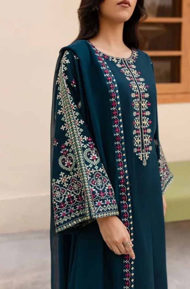 3 Piece Embroidered Lawn Suit - SKU:(LDS055)