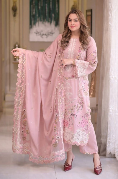 3-Piece Chikankari Embroidered Lawn Suit - SKU:(LDS100)