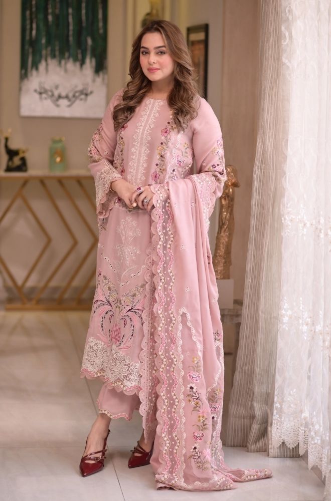 3-Piece Chikankari Embroidered Lawn Suit - SKU:(LDS100)