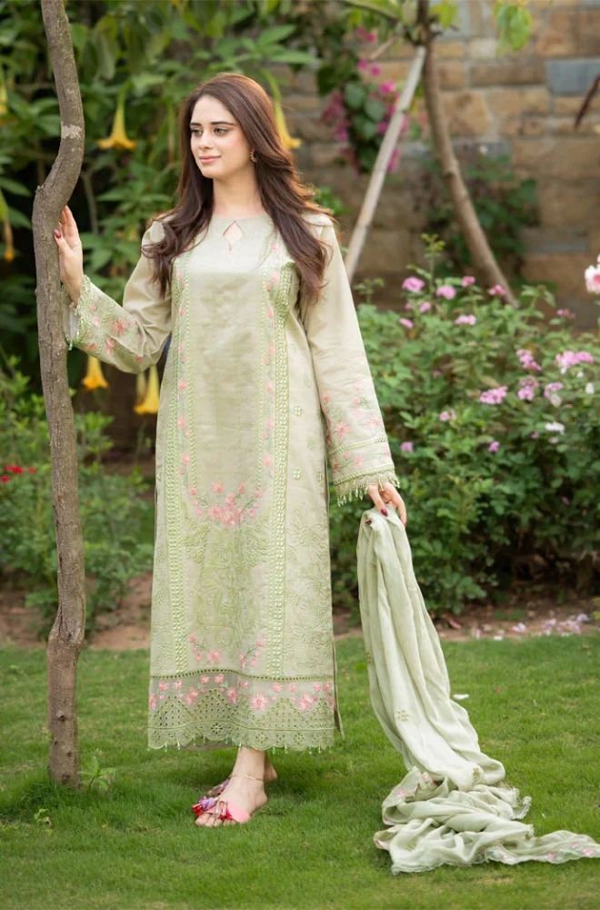 3 Piece Embroidered Lawn Suit - SKU:(LDS053)