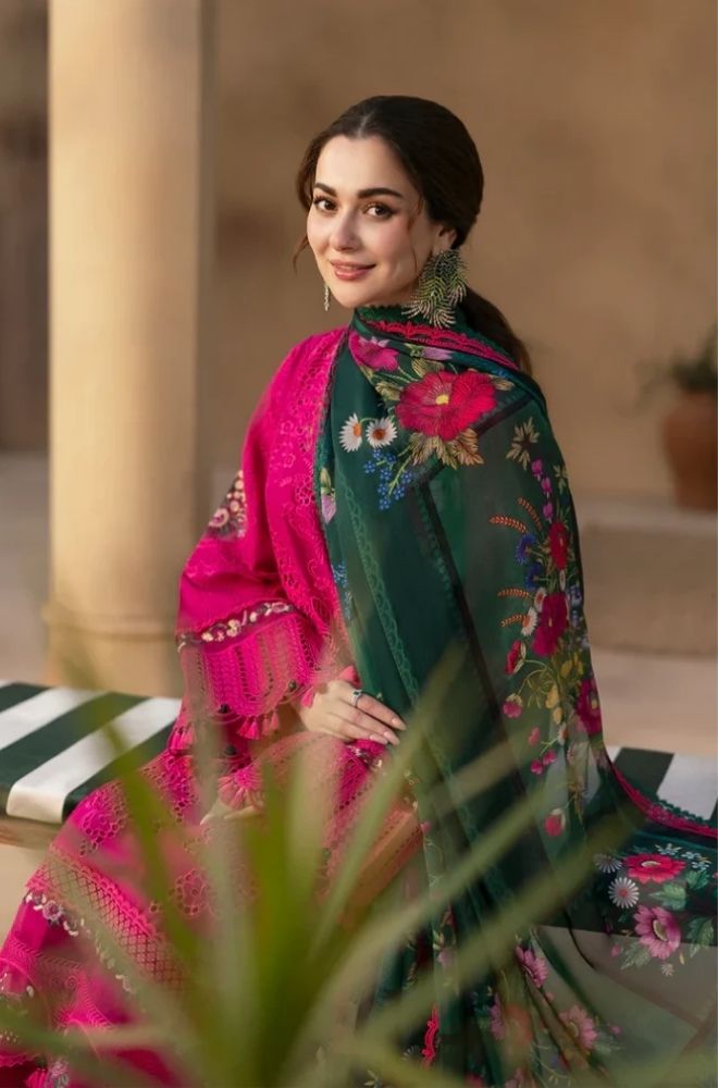 3 Piece Chikankari Embroidered Lawn Suit SKU:(LDS028)