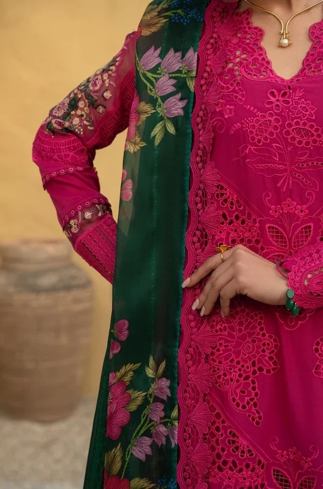 3 Piece Chikankari Embroidered Lawn Suit SKU:(LDS028)