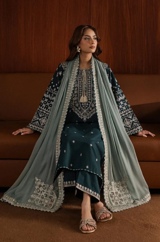 3 Piece Embroidered Lawn Suit SKU:(LDS027)