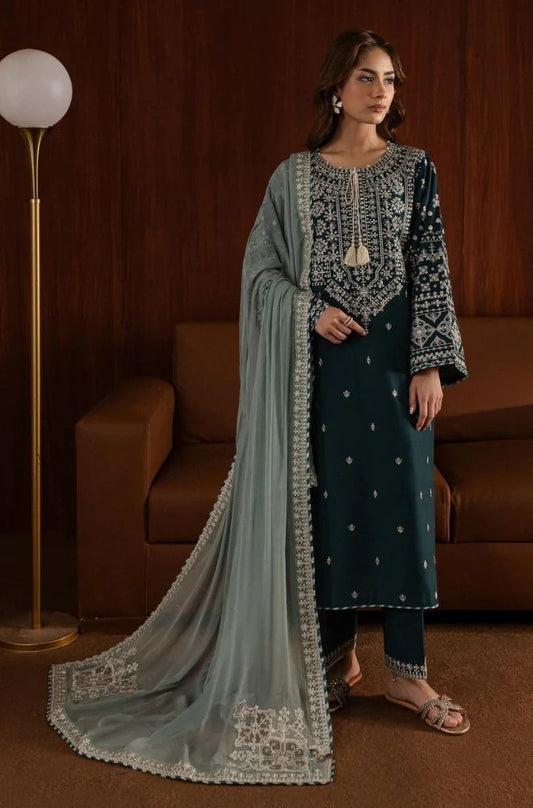 3 Piece Embroidered Lawn Suit SKU:(LDS027)