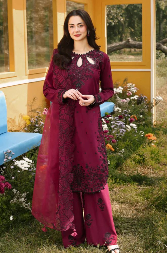 3 Piece Embroidered Lawn Suit - SKU:(LDS086)