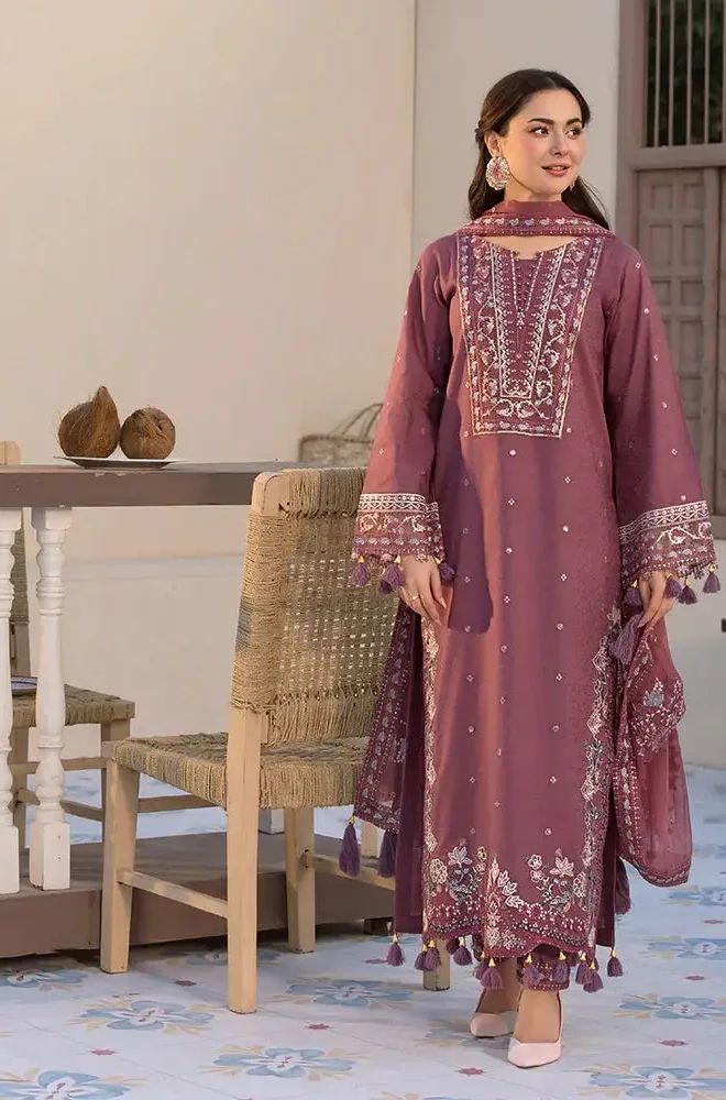 3 Piece Embroidered Lawn Suit - SKU:(LDS025)