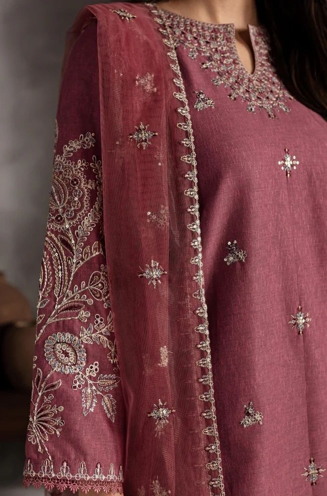 3 Piece Embroidered Lawn Suit - SKU:(LDS024)