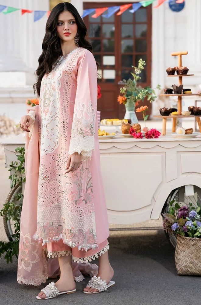 3 Piece Chikankari Embroidered Lawn Suit - SKU:(LDS023)