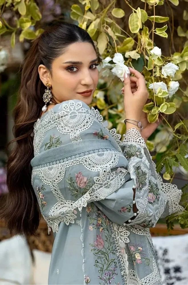 3 Piece Chikankari Embroidered Lawn Suit SKU:(LDS021)