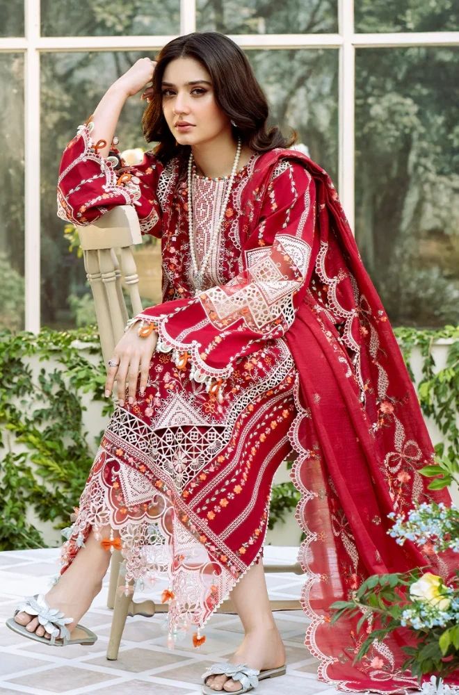 3 Piece Chikankari Embroidered Lawn Suit SKU: (LDS020)