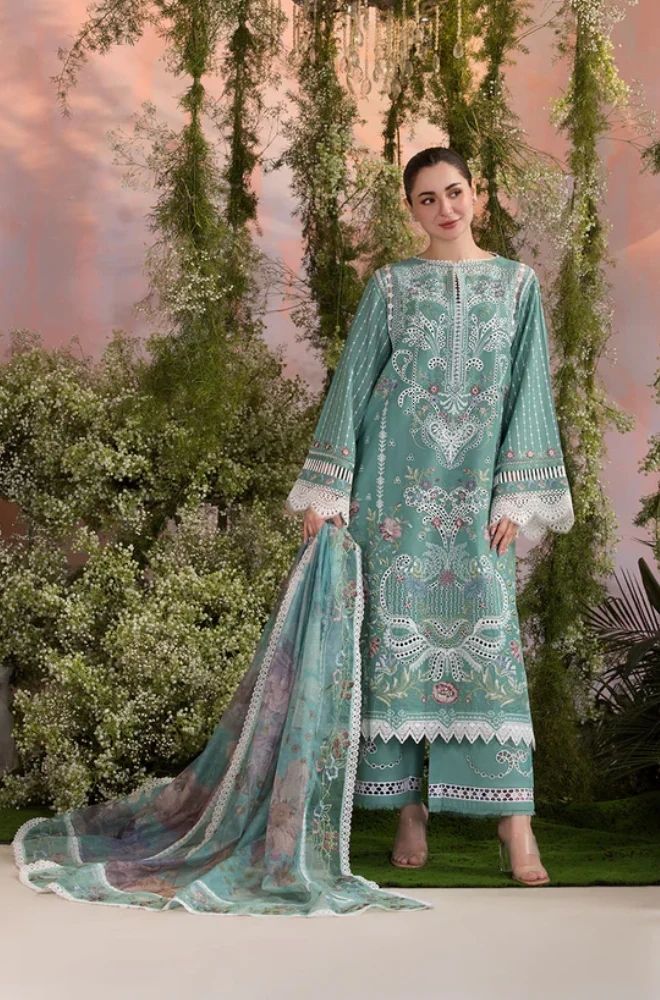 3 Piece Chikankari Embroidered Lawn Suit - SKU: (LDS017)