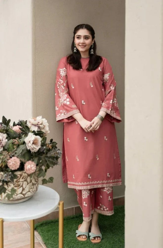 2 Piece Embroidered Lawn Suit - SKU:(LDS095)