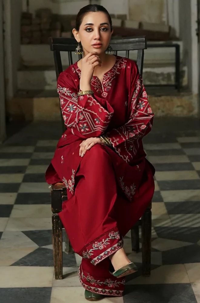 2 Piece Embroidered Lawn Suit - SKU:(LDS094)